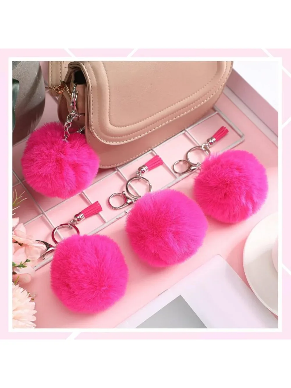 20 Pcs Cheer Pom Pom Keychains - Cheerleading Gifts, Tassel Keyring Charms